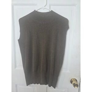 Arach&Cloz Mens Brown Mock Neck Knit Sweater Vest Sleeveless Wool Blend Small